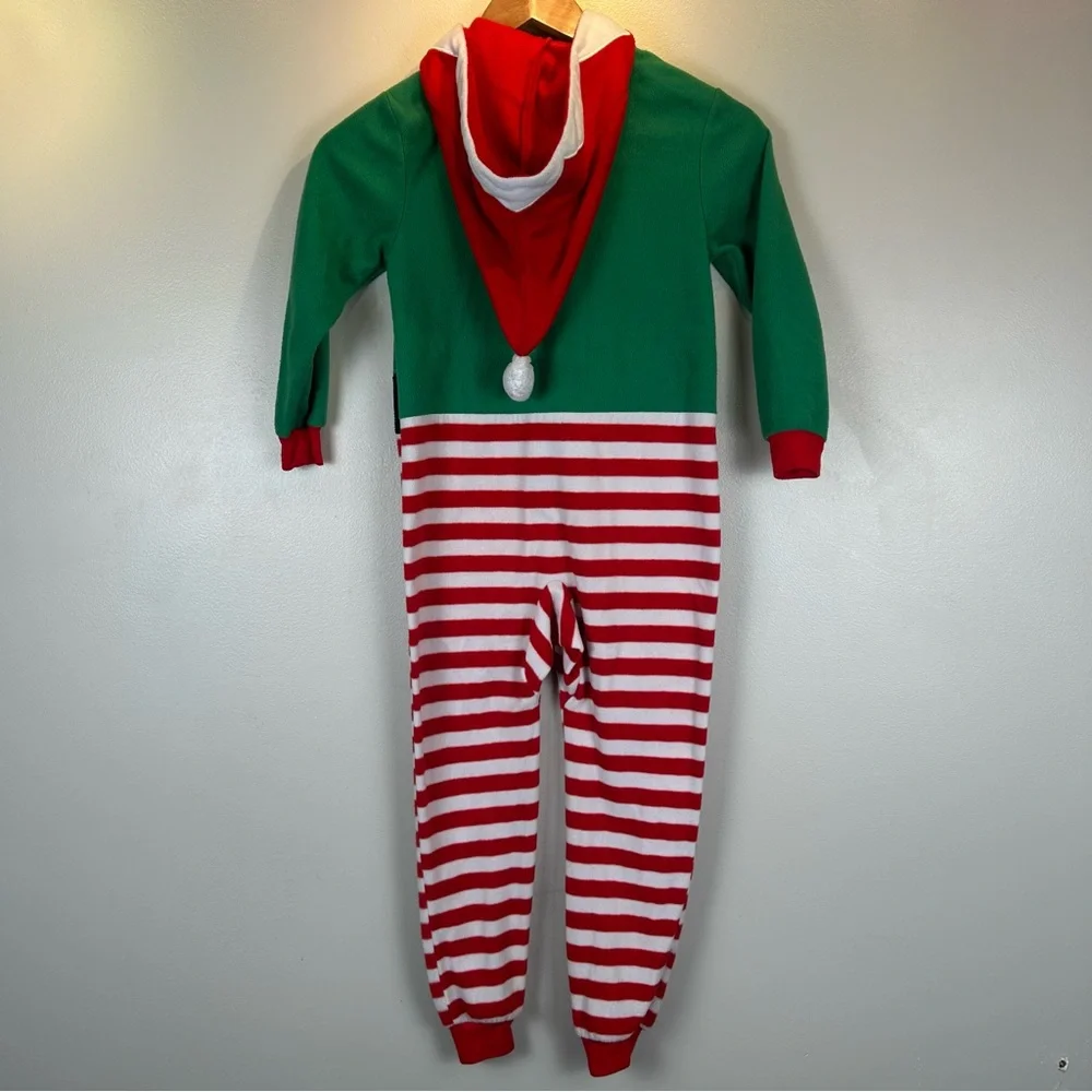 Cat & Jack Unisex Size 5 Elf One-Piece Fleece‎ Sleepwear Zip-Up Pajama with Hood